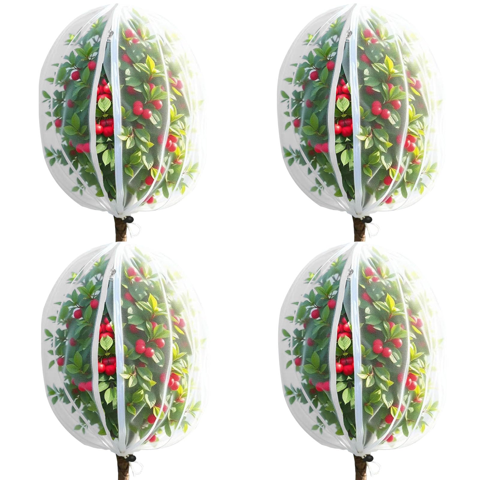 4 Pack Bird Netting Bags for Garden Protection, 3.3 x 4.6 FT Insect Barrier Mesh Covers with Zipper Drawstring, Fruit Tree Netting for Blueberry Bushes Tomatoes Vegetables and Outdoor Plants