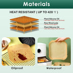 500 Pcs Air Fryer Paper Liners, 8" Square Air Fryer Liners Disposable, Heavy-Duty Parchment Paper for 5-8 qt Airfryer Basket, Non-Stick & Grease-Proof Baking Liner for Oven Pan
