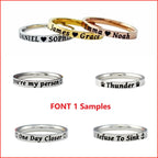 Love Statement Gifts Name Ring - Custom Text Stainless Steel Band Ring, Personalized Gift for Her & Him, for Valentines Day, Anniversary Birthday Graduation Christmas Bridesmaids Wedding