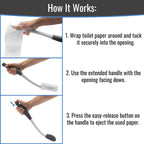 DMI CleanReach Pro with Sanitary Holder - Easy Release Toilet Aids for Wiping Bottom, Butt Wiper Tool for Women and Men, Long Handle Toilet Aids for Seniors and Handicap, Toileting Wand