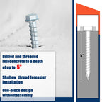 Tandefio 40 Pack 5/8" x 5" Concrete Screw Anchors Galvanized Large Diameter Heavy Duty Plated Concrete Anchors for Masonry Brick Anchoring Block Decking Framing Hex Drive