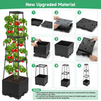 2 Packs Tomato Planter Pot with Raised Bed Trellis, 45" Tomato Cages for Climbing Vegetables, Self Watering Tomato Growing Container Planters Box for Indoor Outdoor Garden Bed Greenhouse