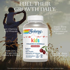 SOLARAY Kid's Vitamins & Minerals, Multivitamin for Kids - Bones, Vision, Heart Health Support w/Vitamin C, Vitamin D and B2, Iron - Gluten Free, 120 Black Cherry Chewables, 60 Servings