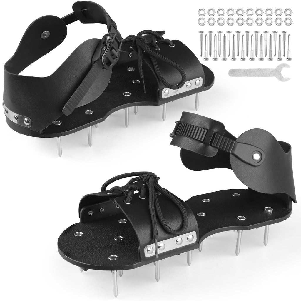 Lawn Aerator Shoes for Grass, Pre-Assembled Grass Aerator Shoes for Lawn Aerator Shoes with Adjustable Strap, One Size Fits All Spiked Shoes for Effectively Aerating Yard Garden Lawn Patio Soil