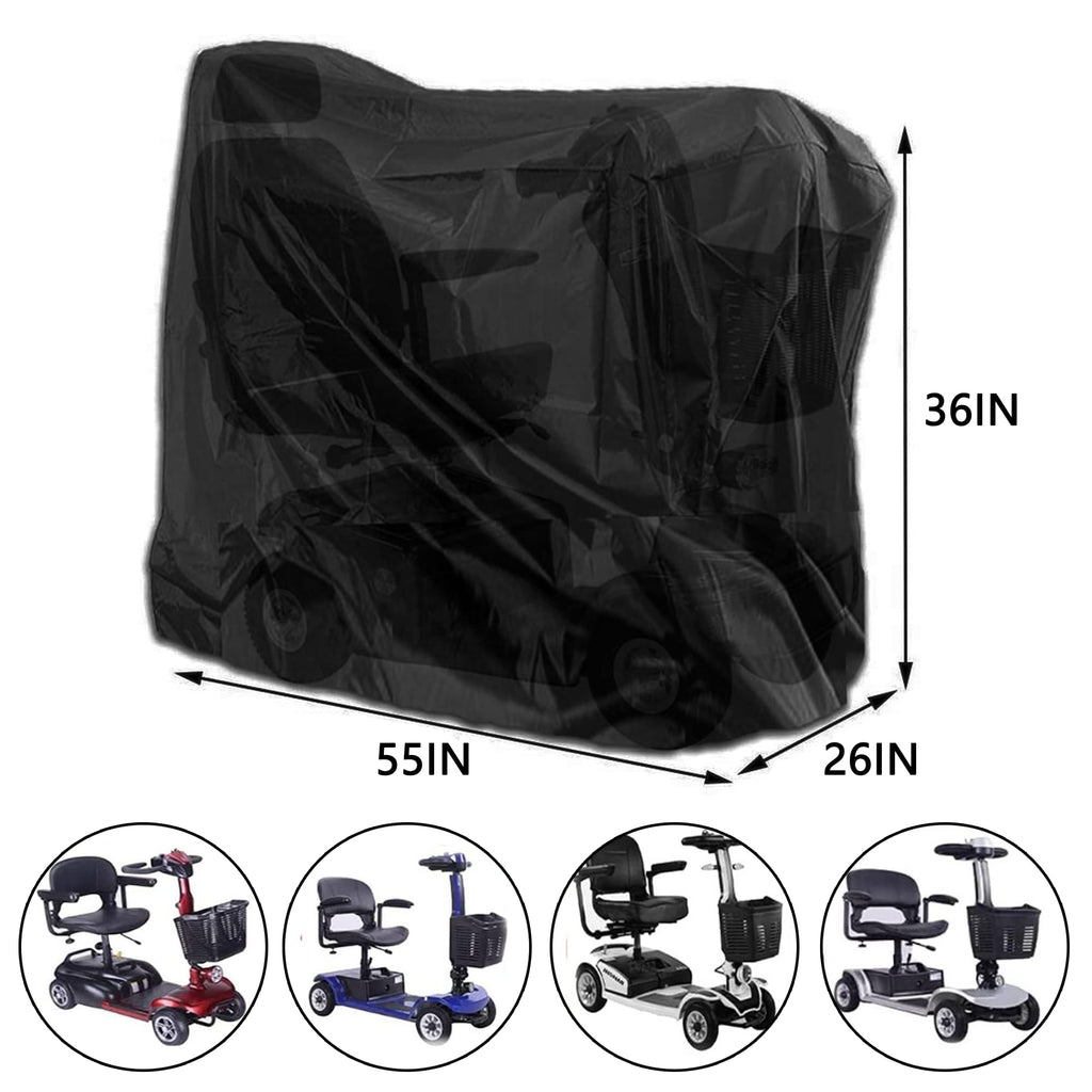 Sqodok Mobility Scooter Storage Cover, 420D Waterproof Wheelchair Cover for Storage, Mobility Scooter Accessories for All-Weather Outdoor Protection Dust Cover, 55" x 26" x 36"