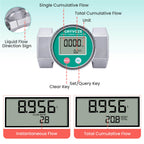 GRYVOZE Waterproof 2 Inch Water Flow Meter, 16–160 GPM Digital Turbine Flowmeter with NPT Thread, Measures Flow Rate and Total Gallons for Hot/Cold Water, Pool, Fuel, and Other High-Capacity Liquids