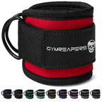 Gymreapers Ankle Strap (Single) For Cable Machine Kickbacks, Glute Workouts, Lower Body Exercises - Adjustable Leg Strap with Neoprene Padding (Red, Single)