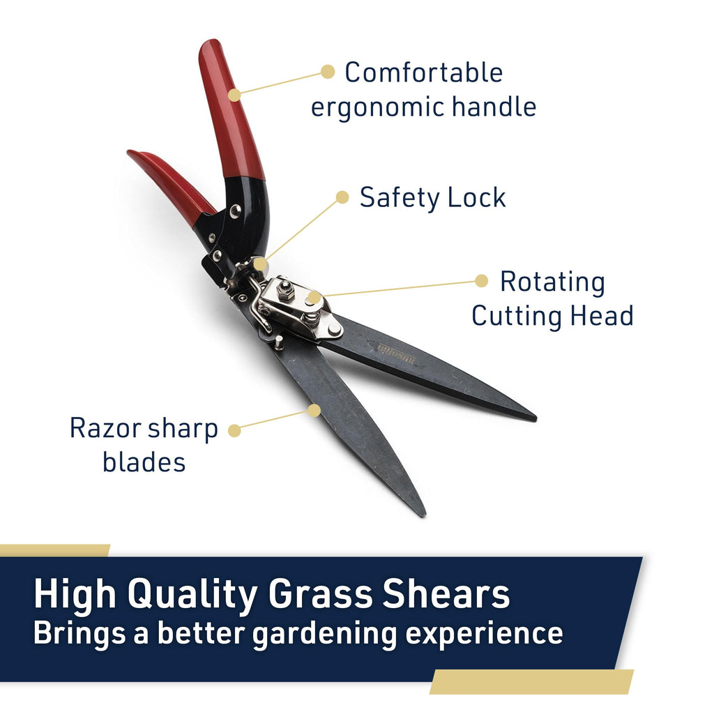 Kings County Tools Grass Shears - Garden Clippers with Rotating Handle