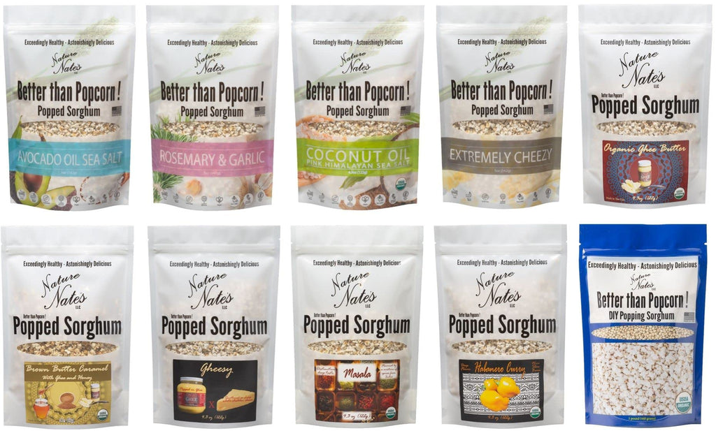 Nature Nate’s Popped Sorghum, Avocado Oil Sea Salt - Organic Sorghum, Keto & Gluten Free, Whole 30, Healthy Snacks, Better Than Popcorn, Made in USA - 5 Ounce