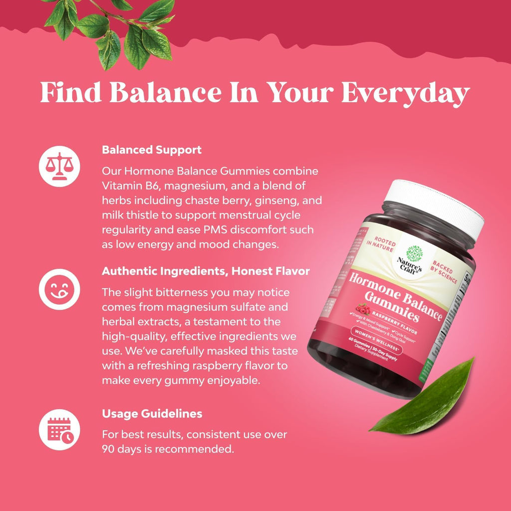 Hormone Balance for Women Gummies of All Ages - PMS Support Supplement for Women to Regulate Menstrual Cycle & Hormonal Balance Menopause & Mood Swings with Vitamin B6 & Dong Quai - 60 Chews - 3 pack