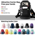 DYSANKY Insulated Water Bottle with Straw Lid & Portable Carrier Bag, 64oz