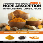 Turmeric Curcumin Supplement 2600mg - 95% Curcuminoids with Organic Turmeric & BioPerine Black Pepper Extract for Best Absorption, Natural Vegan Joint Support, Non-GMO, Bottled in USA - 240 Capsules