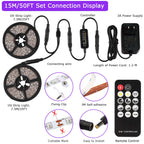 PIZHLO 50 Foot Black Light Strips & Remote, Dimmable Flexible 900 LEDs