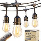 addlon 200FT Outdoor String Lights LED with Remote Dimmable Patio Lights Waterproof Shatterproof Edison Bulb for Outside Backyard Porch Garden Bistro Pergola Party Decor, Warm Ambience Lighting