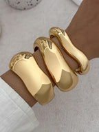 BUYITO Chunky Gold Bangles Bracelets for Women Trendy Stack Statement Bangle Irregular Cuff Bracelets Fashion Jewelry Gift (3PCS Gold)