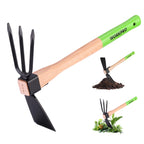 WORKPRO Hoe and Cultivator Garden Rake with 14" Wooden Handle