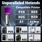 2 Pcs Upgraded 0.4mm H2D/H2S/H2C/X2D/P2S Hotend with Anti-Stick MPVD Coating - High Speed Hardened Steel P2S Nozzle for Bambu Lab P2S,X2D,H2 Series,A1/A1MINI 3D Printers, Bamboo Lab Parts