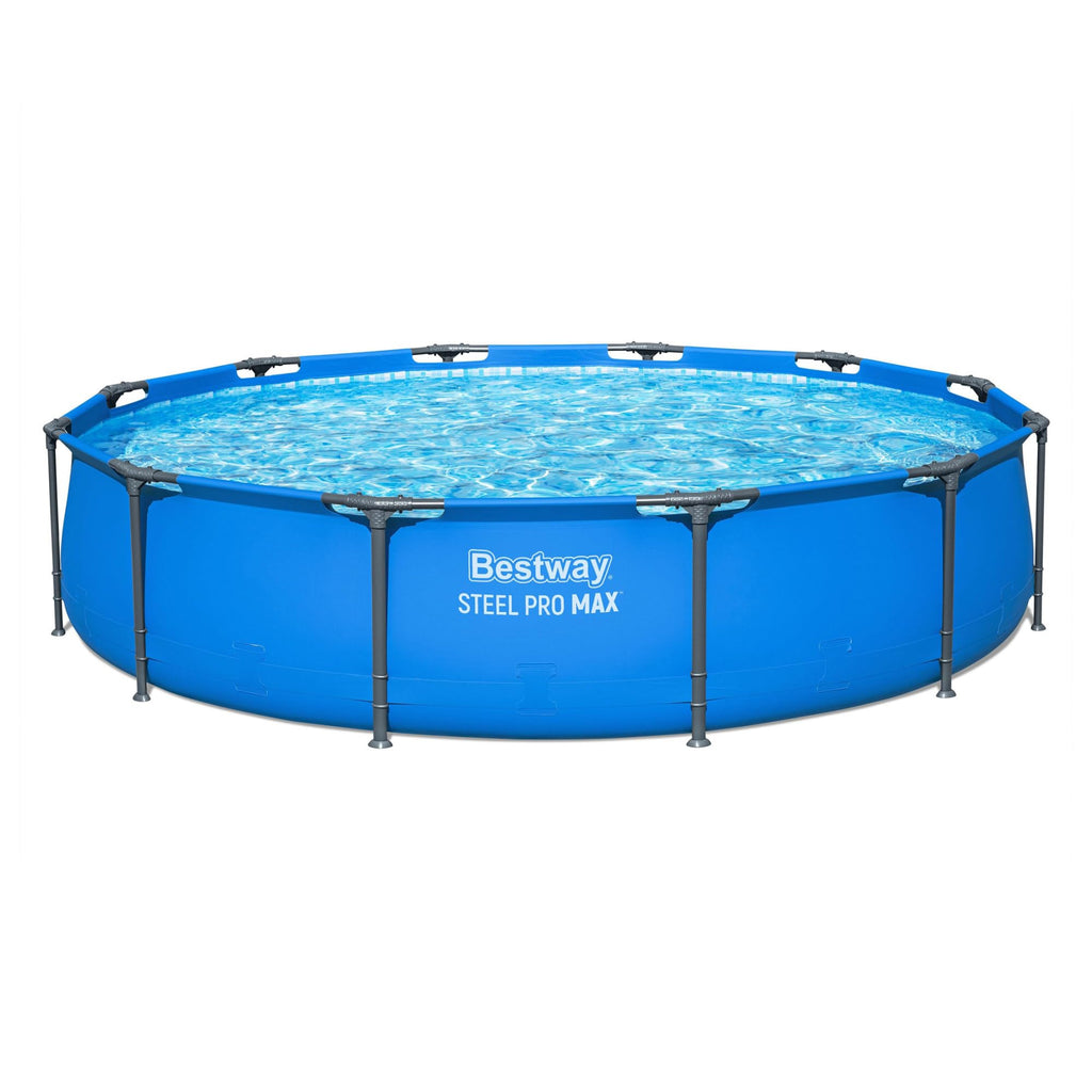 Bestway Steel Pro MAX 12’ x 30" Above Ground Pool, Round Metal Frame Outdoor Swimming Pool for Backyard, Blue, Pool ONLY
