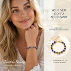 Handmade Lapis Lazuli Bracelet Natural Gemstone 14K Gold-Plated Chain Bow