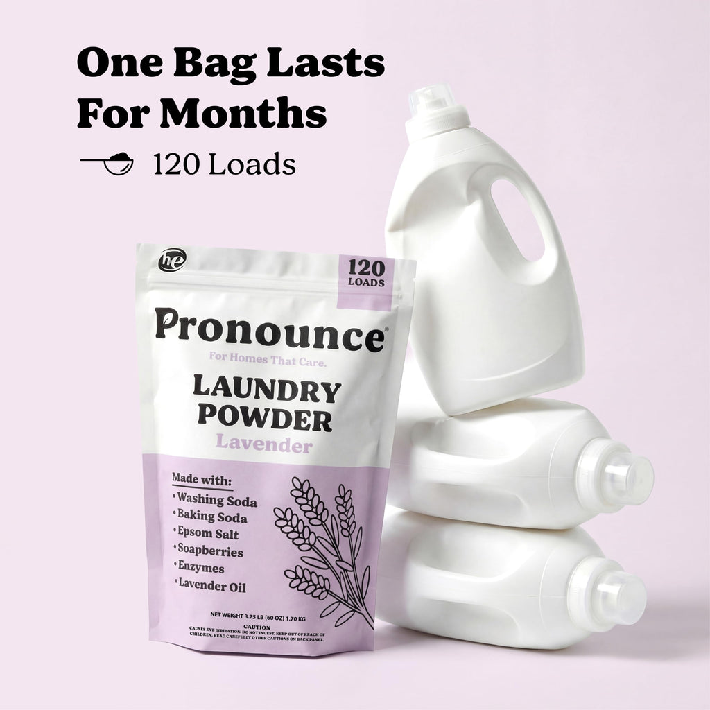 Pronounce Laundry Detergent Powder Alternative | Cleaner Ingredients. Safer for Sensitive Skin. Stain + Smell Fighting. With Essential Oils. HE Safe (Lavender, 120 Loads).