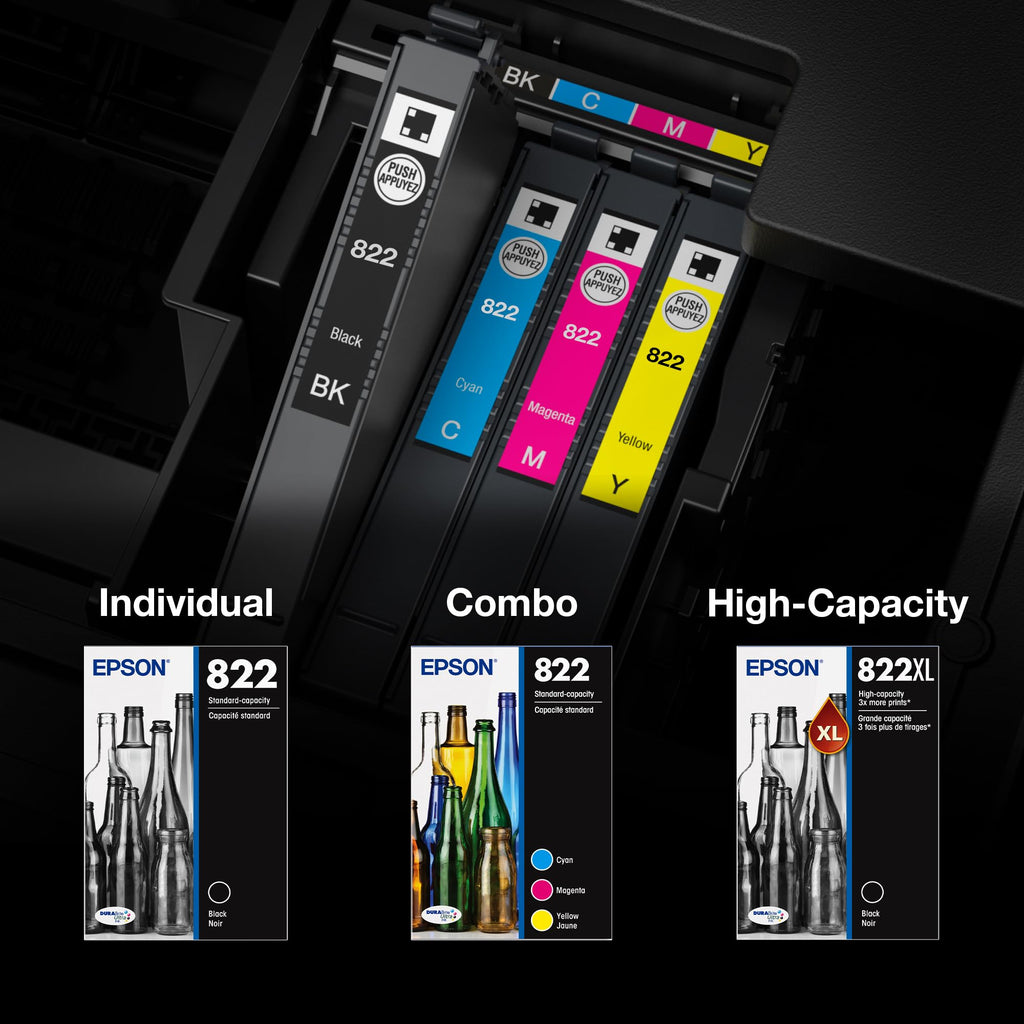 Epson 822 Genuine Ink Standard Capacity Color Cartridge 4-Pack T822520