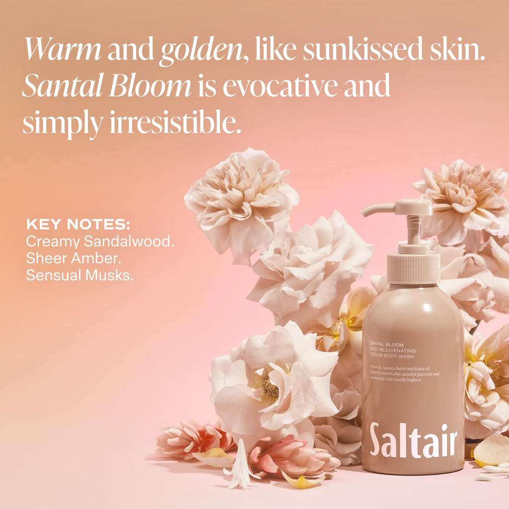 Saltair Body Wash 2-Pack – Santal Bloom – Moisturizing Body Wash with Monoi Oil and Cupuacu Butter – Scented Shower Gel for Women and Men – 2x 17oz – Vegan, Cruelty-Free, Paraben-Free