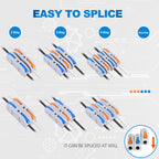 Lever Wire Connectors, HTCELLE 15-Piece Quick Connect Electrical Splicing Kit for Compact Inline Terminals - 28-12 AWG, 1 in 1 Out (Blue, 15)