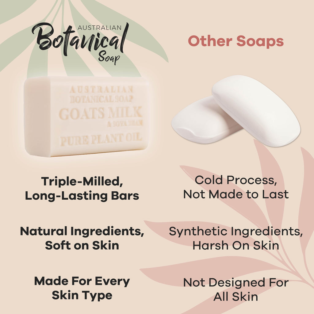 Australian Botanical Goats Milk Soap, Manuka Honey, Lemongrass and Sea Salt 6.6 OZ, Luxury Soap Bars Enriched with Shea Butter, Suitable for all Skin Types, Pack of 4