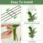 Xeeol 32.6in Tall Plant Trellis Indoor, Metal Garden Trellis for Climbing Plants, Expandable Trellis for Potted Plants for Ivy Pothos Hoya Monstera, 2 Pack