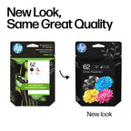 HP 62 Black/Tri-Color Ink Cartridges (2-Pack) | Works with Envy 5540, 5640, 5660, 7640, OfficeJet 5740, 8040, Mobile 200, 250 | N9H64FN | Packaging May Vary