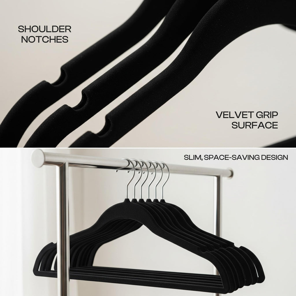 Utopia Home Velvet Hangers, Black, 50 Pack