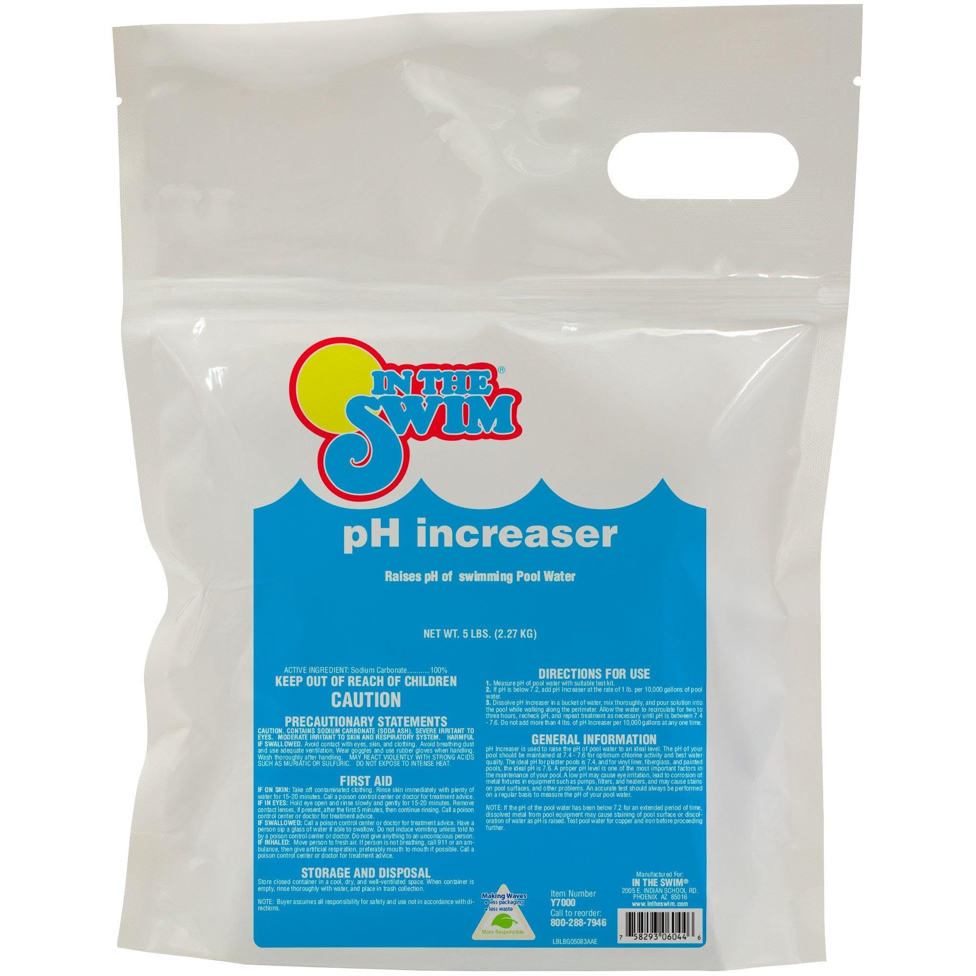 In The Swim pH Increaser for Pools - Granular 100% Sodium Carbonate (Soda Ash) to Raise pH Up - 5 Pounds