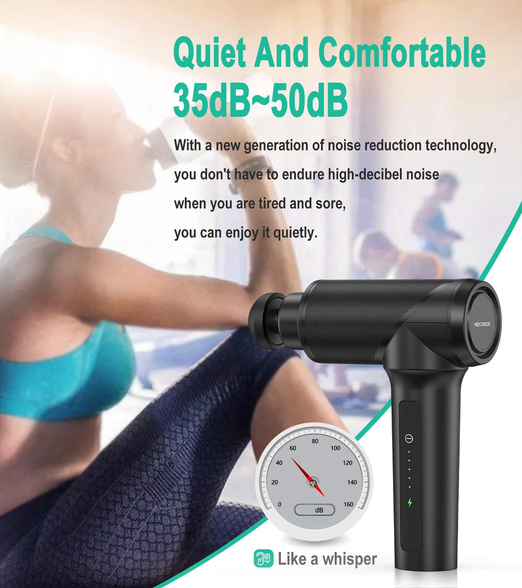 Medcursor Massage Gun - High Intensity Brushless Motor, Handheld Percussion Deep Tissue Massager with 6 Massage Heads for Sore Muscle and Stiffness, Gifts for Father/Dad (Black)