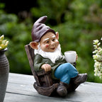 OwMell Gnome Statue for Garden Decor, Funny Drinking Coffee Gnomes Outdoor