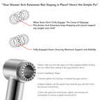 15 Inch Extra Long Adjustable Shower Head Extension Arm With Locking Set Screw, Singing Rain 304 Stainless Steel Angle Height Adjustable, G1/2 Universal Connector Compatible (Nickel Brushed)
