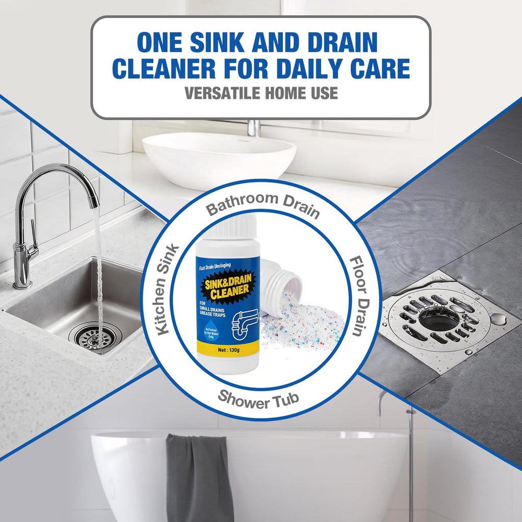 Sink Drain Cleaner Powder: Household Drain Clog Remover for Sink Shower Tub Kitchen Bathroom Pipes Floor Drains - Easy-to-Use Home Unclogging Opener (4 Pack)