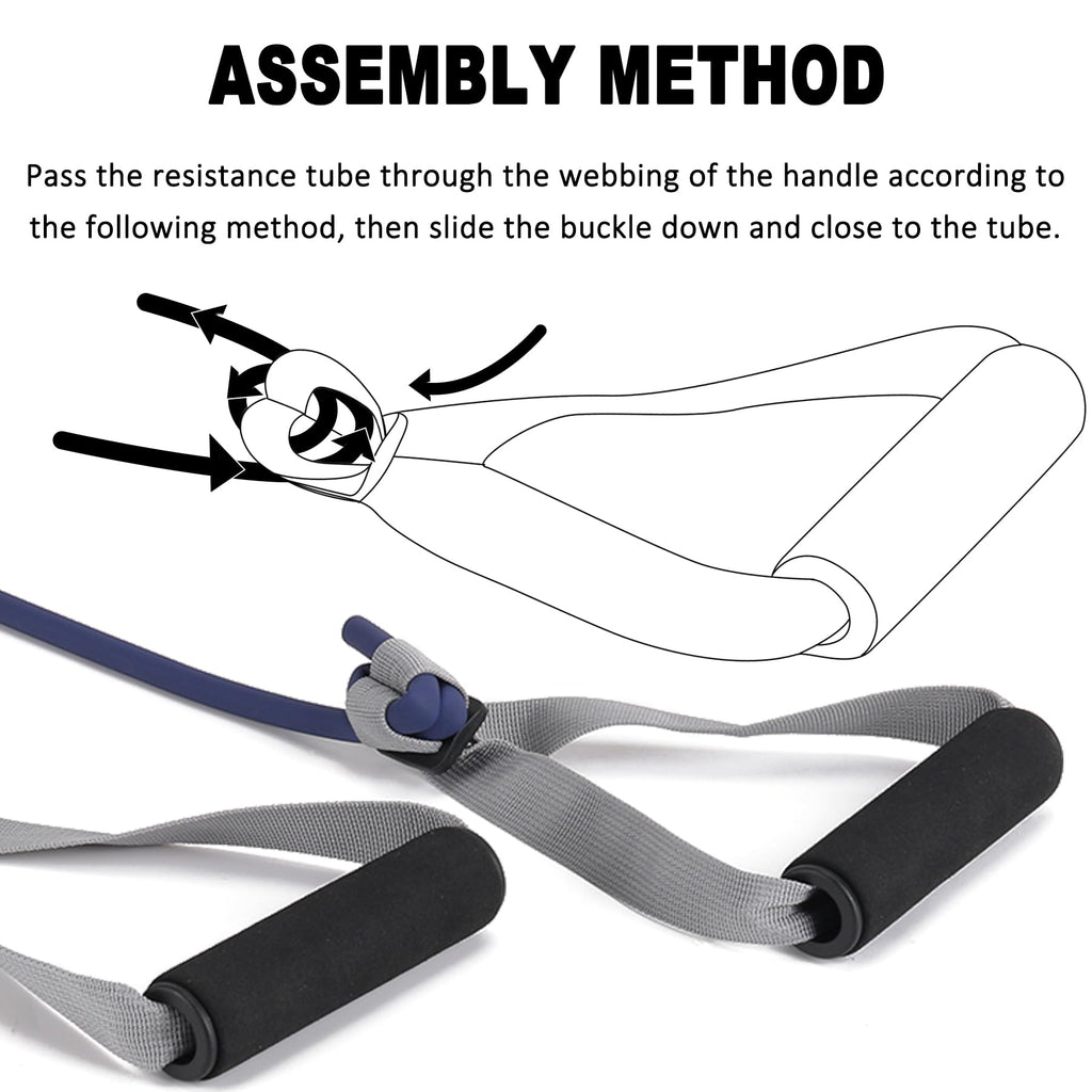 Exercise Bands Set with Handles - Latex Free Resistance Bands for Stretching, Workout, Rehab, Yoga, Pilates, Gym, Home Exercise