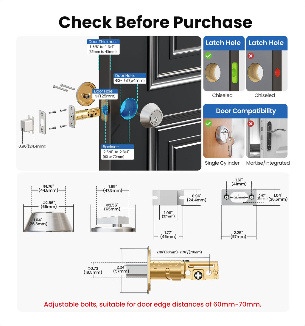Veise Single Cylinder Deadbolt Lock, Easy Installation Keyed One Side with Thumb Turn Inside, Security Door Lock for Front Entry & Garage Door, Heavy Duty, Brushed Nickel