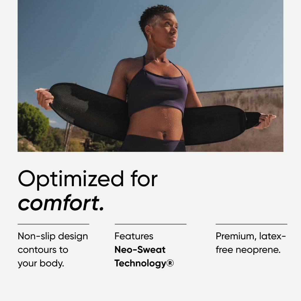 Sports Research Sweet Sweat Waist Trimmer (Core Series) - Premium Sweat Enhancing Fitness Band for Women & Men - Adjustable Fit �� Latex-Free Neoprene - Matte Black, Medium