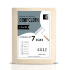 Top Cotton Canvas Drop Cloth 1Pc, Reusable Paint Drop Cloth, 100% Recycled Cotton Canvas Tarp Cover for Painter, Furniture, Floor Protection, All Purpose Painters Dropcloth for Christmas DIY (4x12FT)