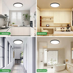 zemty 4Pack LED Flush Mount Ceiling Light, 9Inch 18W Dimmable Ceiling Lights Fixture, 5 Color Temperatures (3000K-6500K) Black Round Ceiling Lamp for Bedroom, Kitchen, Hallway,Bathroom
