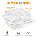 Zezzxu Disposable Square Slice Cake Containers with Hinged Lids, 200 Pack