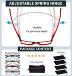 READITEASY Mens Reading Glasses 2.0+ Blue Light Blocking 4 Pack, Wide Computer Readers for Men with Spring Hinge Reduce Eyestrain/UV/Dryness, Square Large Trendy Eyeglasses 2.0