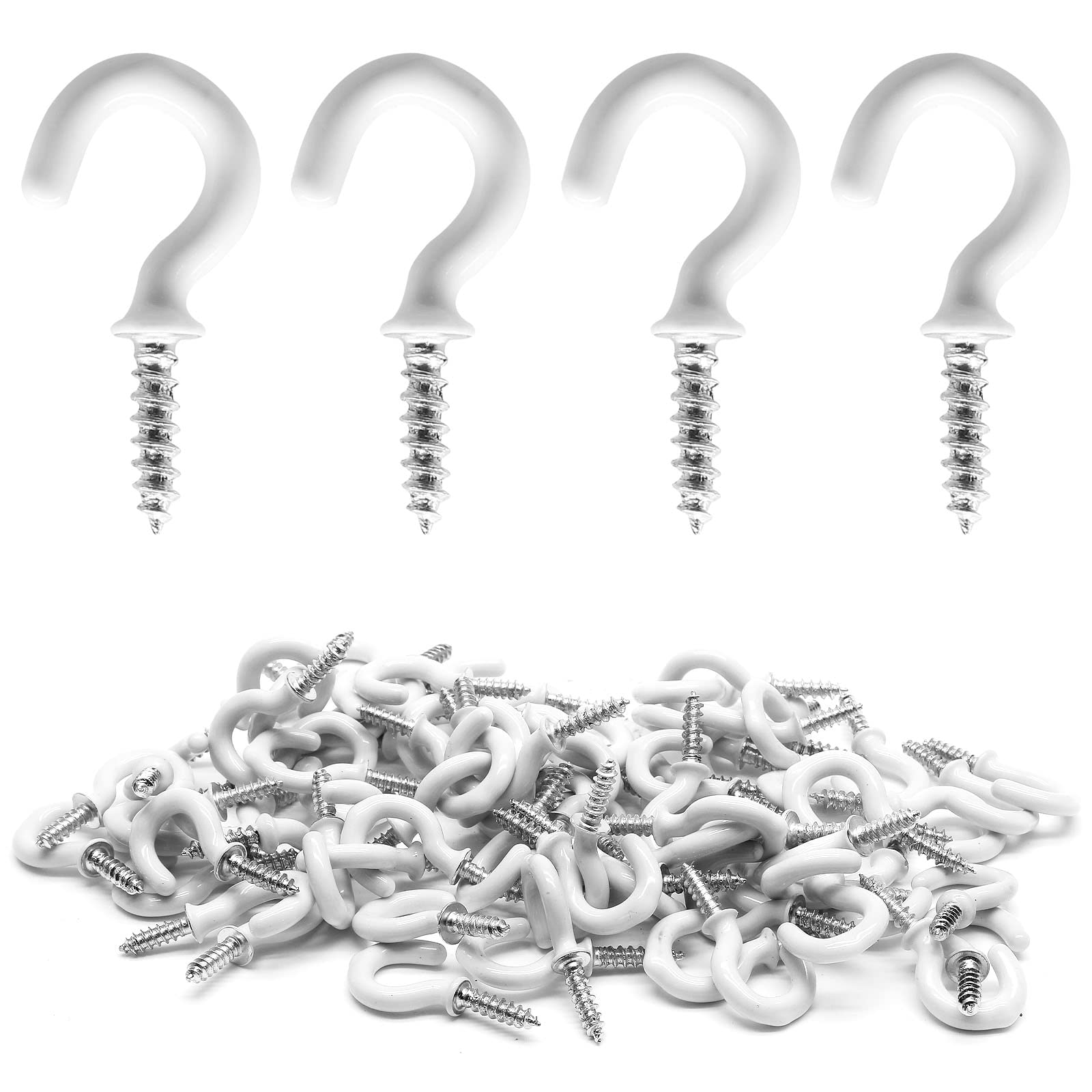 Biaungdo Ceiling Cup Hooks, 5/8", White, 100 Pcs