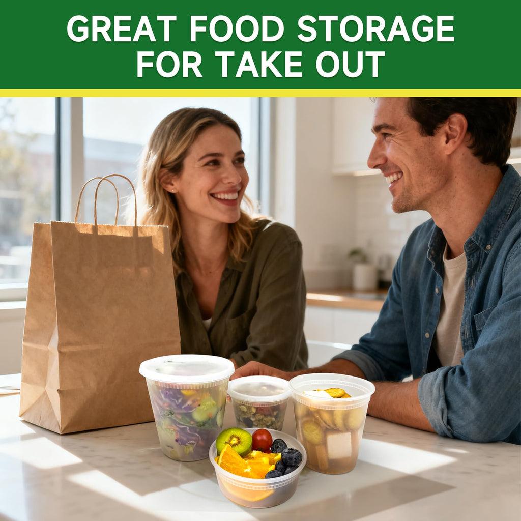 Dealusy 50 Set 16 oz Deli Containers with Lids