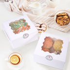 PFAMKEER 36 pcs 6x6x3 Inches Small Cake Box with Window, Bakery Pastry Cookie Boxes, Mini Pie for Pastry,Dessert,Strawberries,Chocolates, Cupcakes with paper stickers (white)