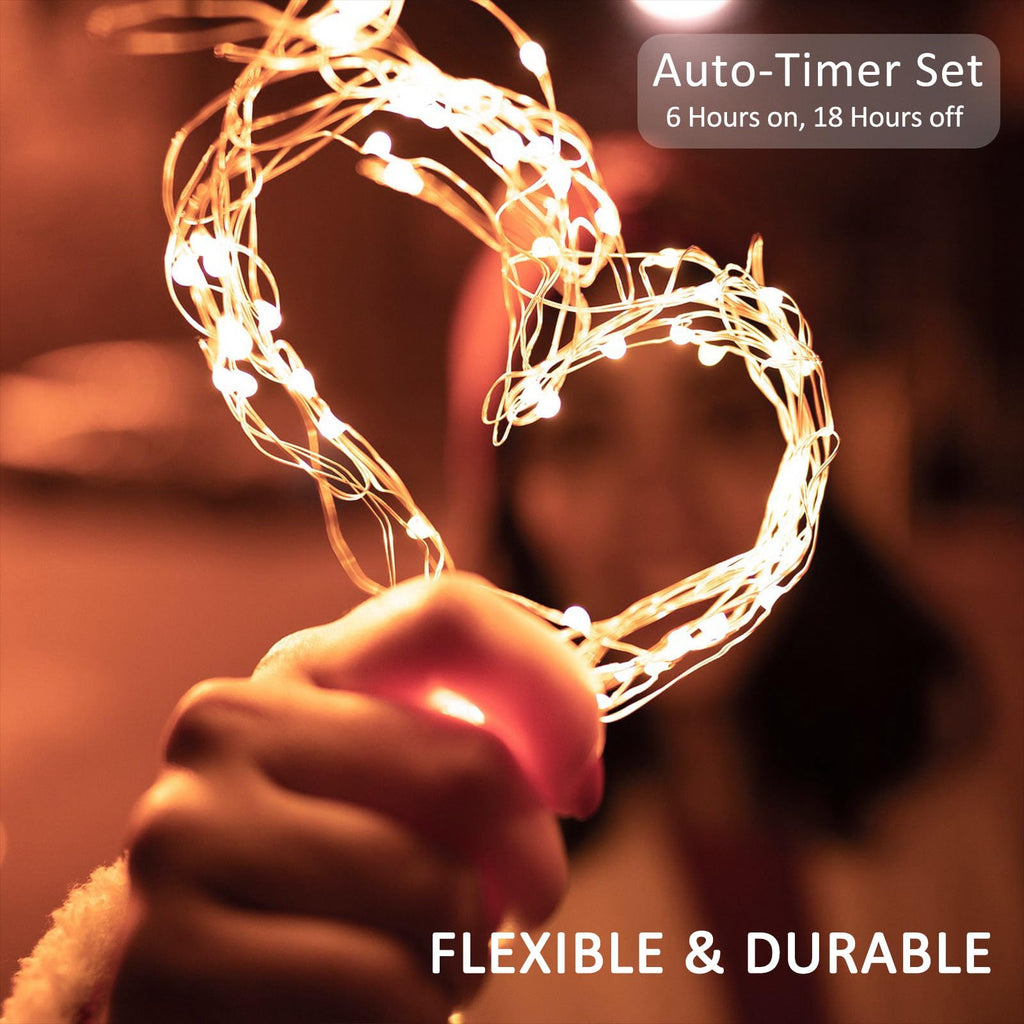 Beieverluck 10 Pack 33FT 100 LED Fairy Lights Battery Operated Fairy Lights with Remote and Timer Waterproof String Lights Outdoor Indoor for Bedroom Wedding Christmas Decorations, Warm White
