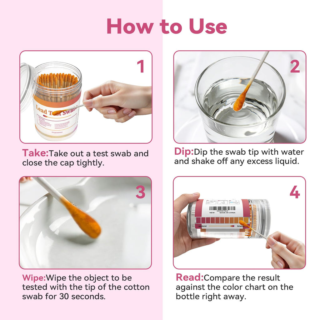 AssuTest Lead Test Kit: 30 High-Sensitivity Lead Test Swabs for Dishes Paint Ceramics Toys Jewelry Metal Wood & All Surfaces Results in 30 Seconds Reliable Lead Testing Solution
