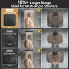 Veken All Metal 10" Black Shower Head with Handheld, Luxurious Square Double Rain Shower Heads with Power Wash Hand Held,Dual High Pressure Detachable Rainfall Showerhead with Arm,Bathroom,Matte Black