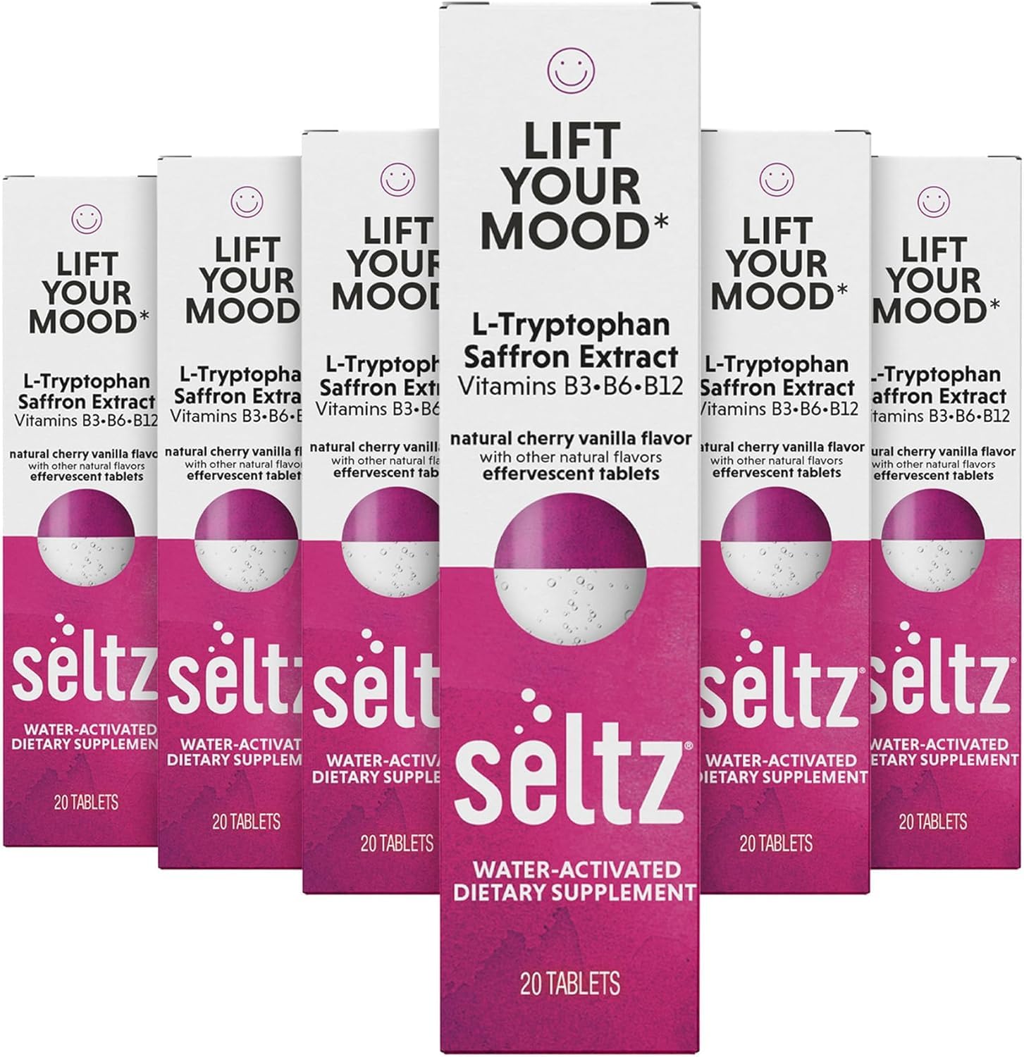 Seltz Mood Support Drink Tablets, Effervescent L-Tryptophan with B Vitamins
